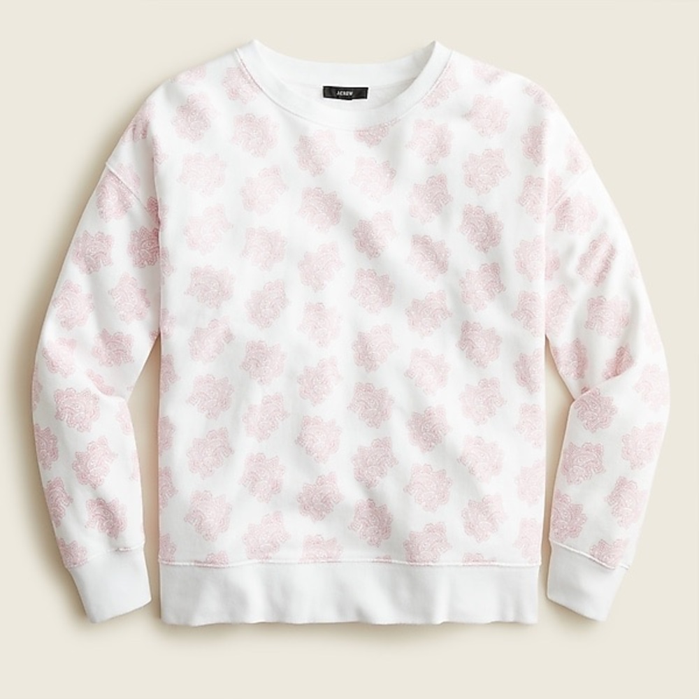 J CREW SWEATSHIRT UNIVERSITY TERRY PAISLEY PRINT NWT SZ LARGE